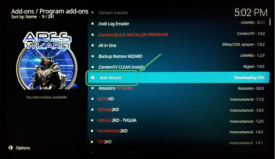 how to install ares wizard for kodi 17